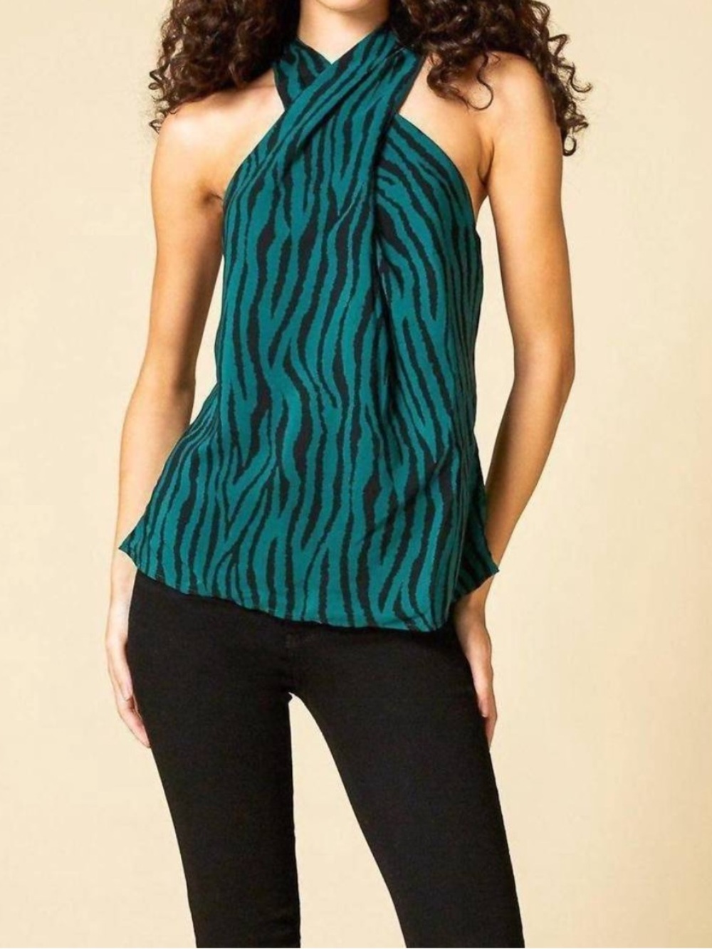DO+BE halter blouse zebra print size small